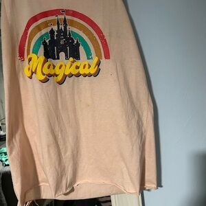 Cream Short Sleeve Tee with Whimsical Graphic